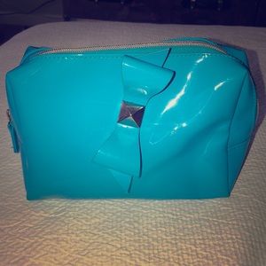 Vynal, teal zipper cosmetic bag